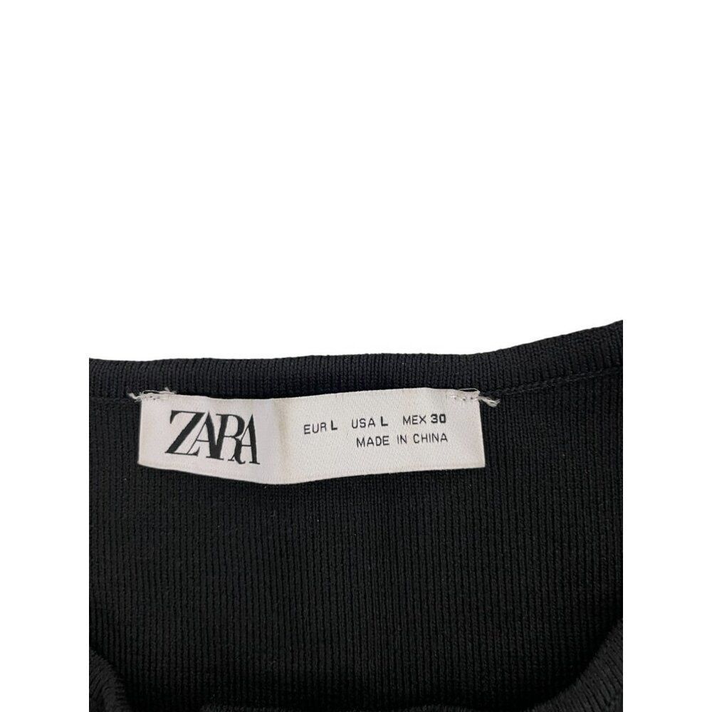 Zara Womens Sweater Bow Dress L Large Black Knit 3/4 Sleeve 2142/201 NWOT - Picture 3 of 8